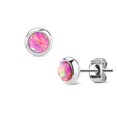 thumbnail image 1 of MoBody Created-Opal Round Stud Earrings Silver Surgical Stainless Steel Womens Jewelry (Pink Created-Opal), 1 of 2