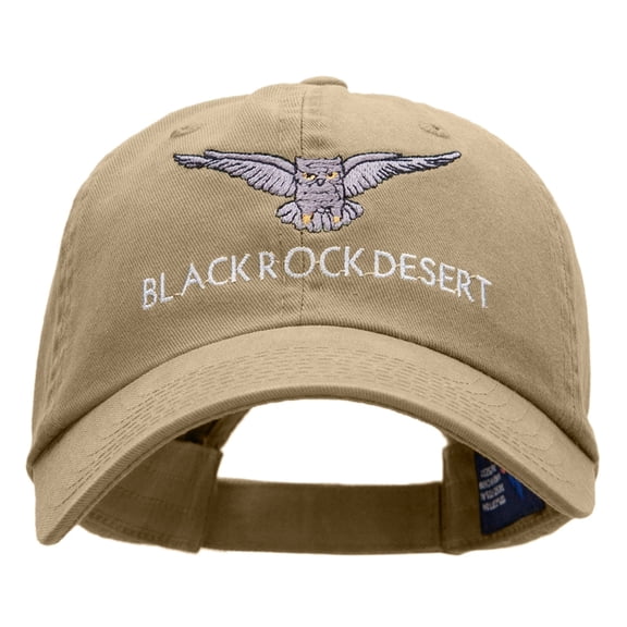 Black Rock Owl Embroidered Cotton Twill Cap - Khaki OSFM