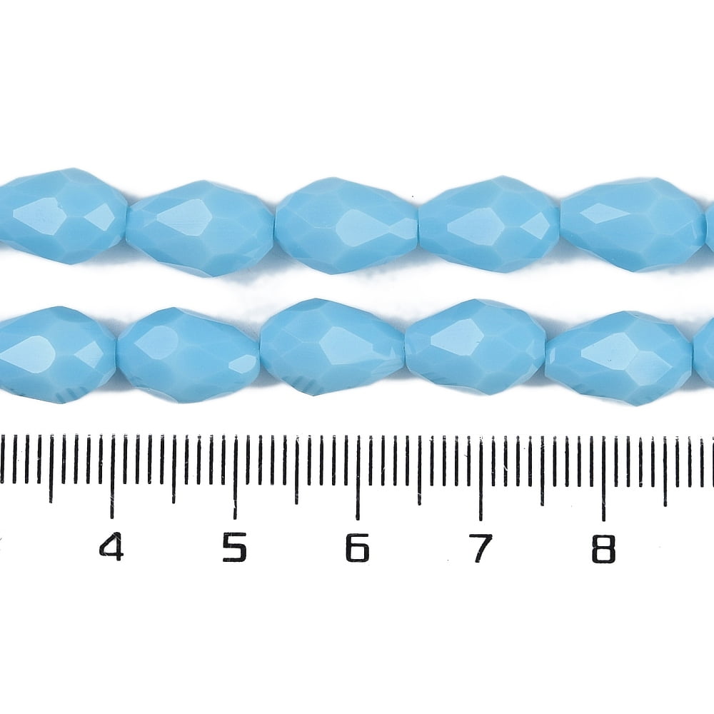 Opaque Solid Color Beads Strands Faceted Teardrop Light Sky Blue 15x10mm Hole: 1.6mm about 46~48pcs/strand 27.95 inch(71cm)