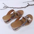 thumbnail image 5 of Wedge Sadnals for Women Leopard Print Open Toe Slides Slip on Summer Beach Shoes Casual Arch Support Walking Shoes Khaki Size 9, 5 of 6