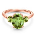thumbnail image 3 of Gem Stone King 3.40 Ct Oval Green Peridot 18K Rose Gold Plated Silver Ring, 3 of 6