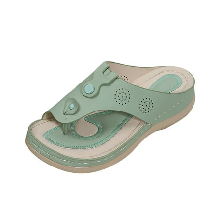 

KIJBLAE Women Summer Beach Sandals Shoes Bohemia Style Ladies Sandals Plus Size Slip-On Sandals Woman Flip Flops Female Wedges Sandals Green 42