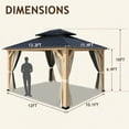 thumbnail image 4 of COOS BAY 11 x 13 Outdoor Patio Wood Gazebo, Hardtop Gazebo with Galvanized Steel Double Roof,W/Curtain and Netting, 4 of 9
