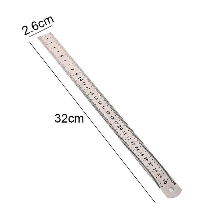 2pcs Stainless Steel Ruler, 6 Metal Rulers 0.75 Wide inch Metric Graduation | Harfington, 2 / 300x26x0.8mm