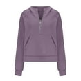 thumbnail image 6 of Women's Tops Women Half Zip Cropped Hoodies Fleece Quarter Zip Up Pullover Sweatshirts Winter Clothes 2023 Outfits Sweater Coat, 6 of 6