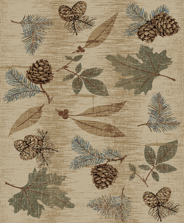 Mayberry Rugs Fall Leaves Pine Cone Rustic Area Rug 7'10" x 9'10