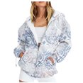 thumbnail image 2 of ICHUANYI Clearance Women's Winter New Fashion Long Sleeve Printed Hooded Zipper Sweater Coat ICHUANYI "ICHUANYI", 2 of 6