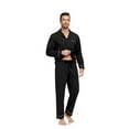 thumbnail image 4 of ANLIQI Men's 100% Cotton Pajamas Set Button Down Pajamas for Men Long Sleeve 2 Piece Sleepwear Lounge Sets with Pockets(Black M), 4 of 8