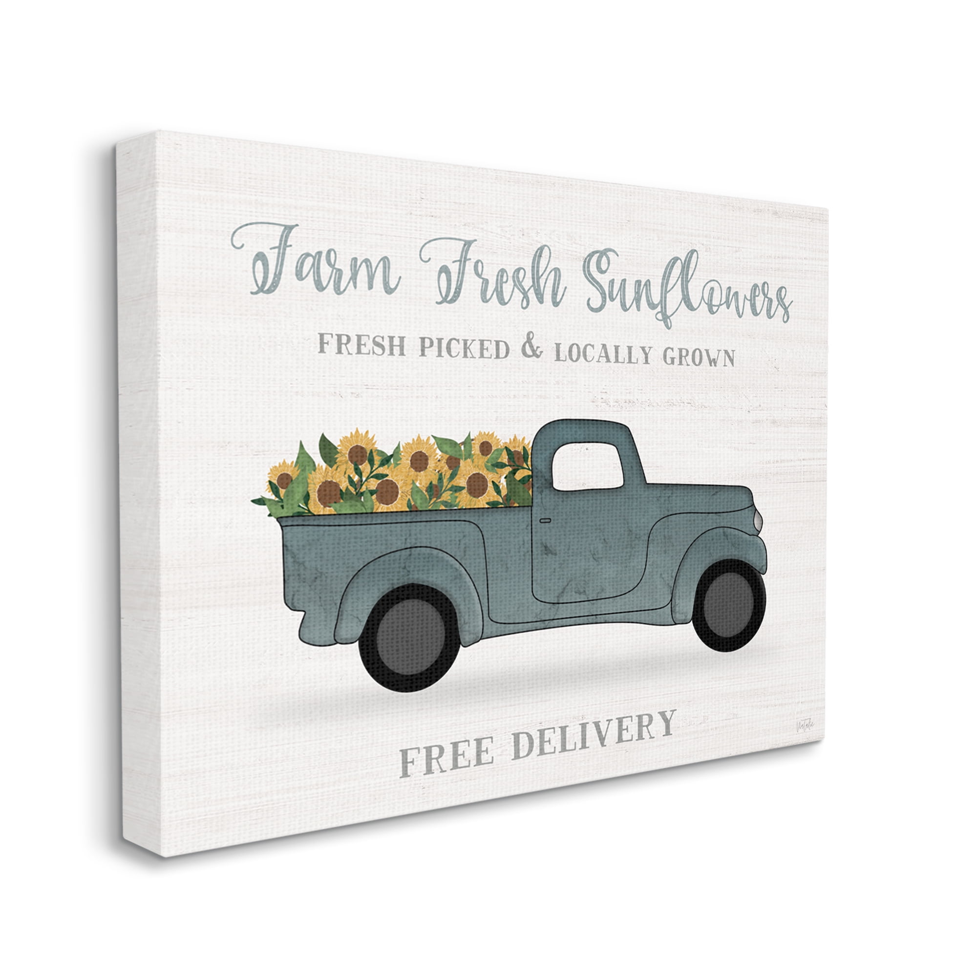 Stupell Industries Farm Fresh Sunflowers Rustic Pickup Truck Sign Graphic Art Gallery Wrapped Canvas Print Wall Art, Design by Natalie Carpentieri