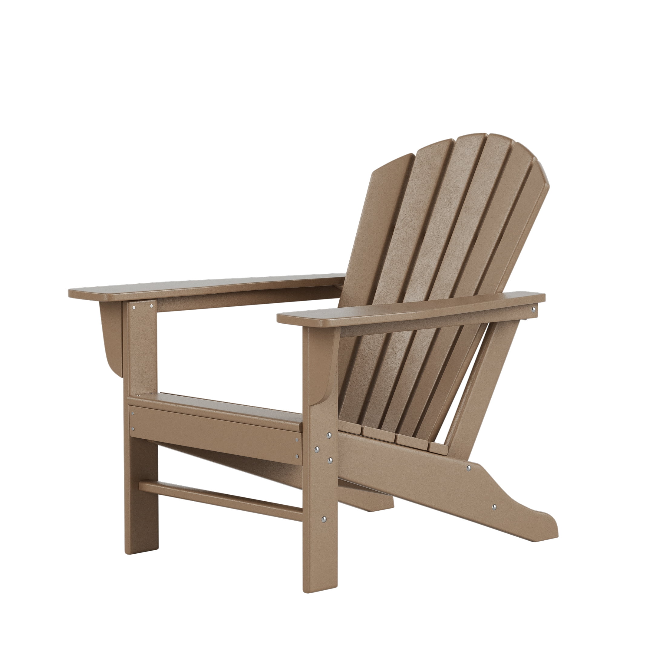WestinTrends Dylan Adirondack Chairs Set of 2, All Weather Poly Lumber Outdoor Patio Chairs, Seashell Slat Curved Back, Widen Seat Armrest, Color Stay, Imitation Wood Texture, Weathered Wood