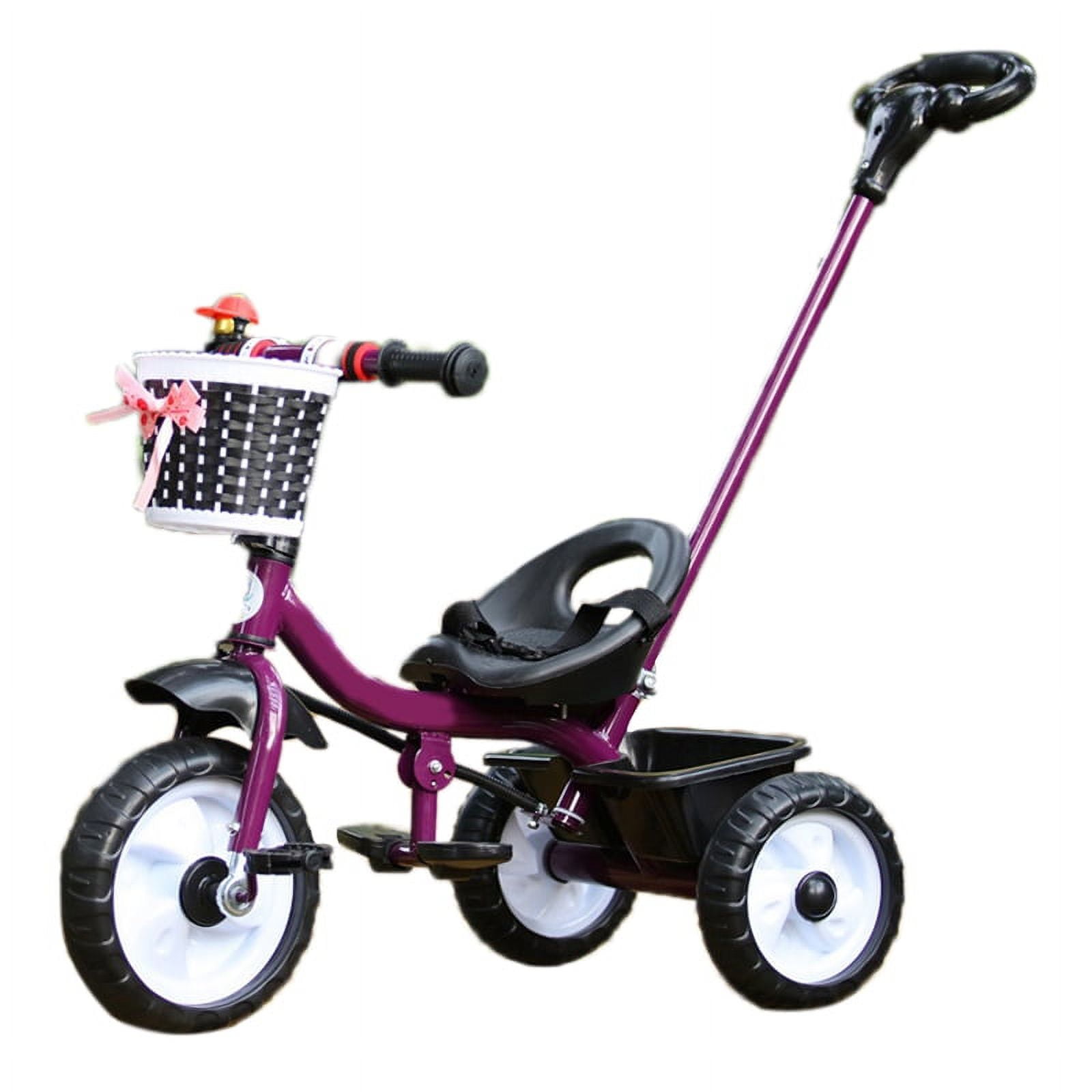 KRIDDO Tricycle 2 En 1 Enfant 18 Mois-3 Ans Rose - Vélo Draisienne Avec Poignée Poussée, Klaxon Canard Et Roues EVA