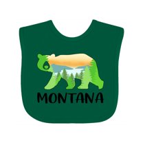 Inktastic Montana Lake and Trees in Bear Silhouette Boys or Girls Baby Bib