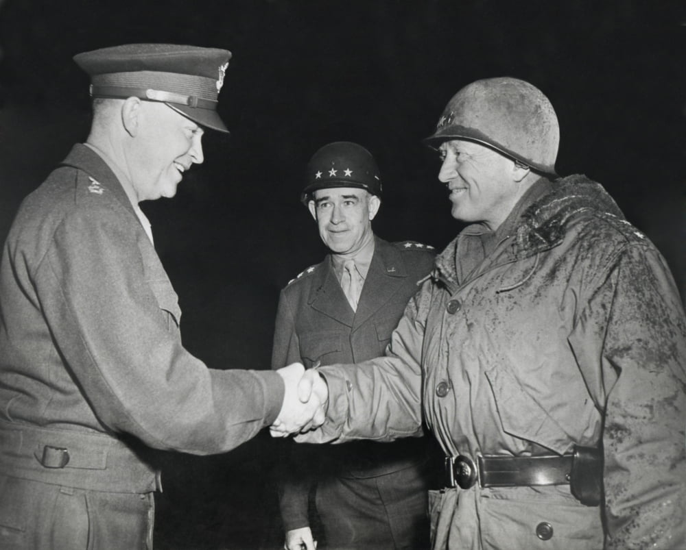 General Dwight Eisenhower Shakes Hands With Gen George Patton At The