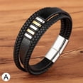 thumbnail image 3 of Pulsera de Cuero Trenzado Tejido Pulsera de Brazalete de 21 Cm de Brazalete, A Yuyangstore Pulseras anchas de puño, 3 of 8