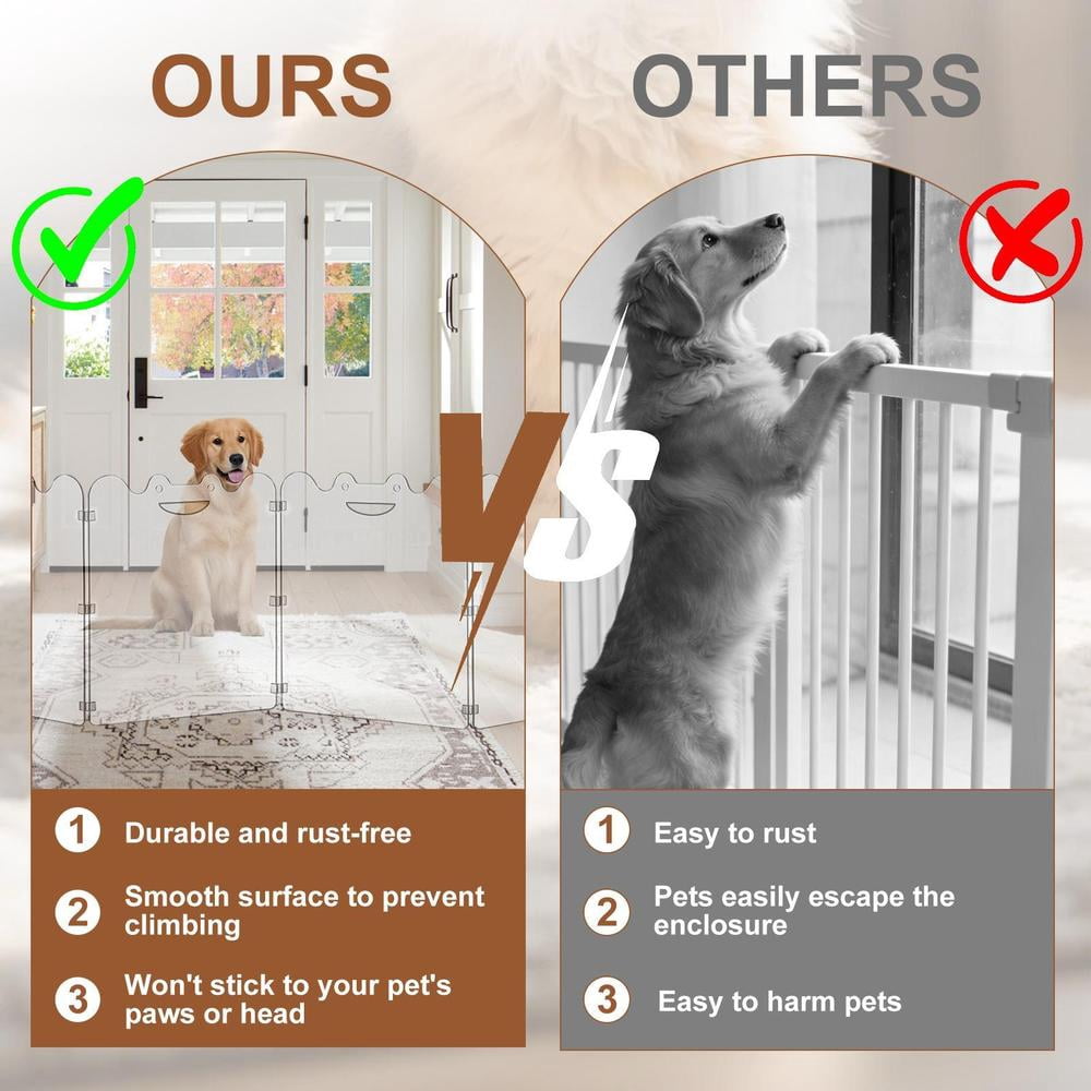 Extra-Wide Clear Acrylic Freestanding Dog Gates for The House – Folding 4-Panel Pet Gates for Doorways, Stairs, and Open Spaces, Transparent Indoor Barrier for Dogs, Puppies & Cats