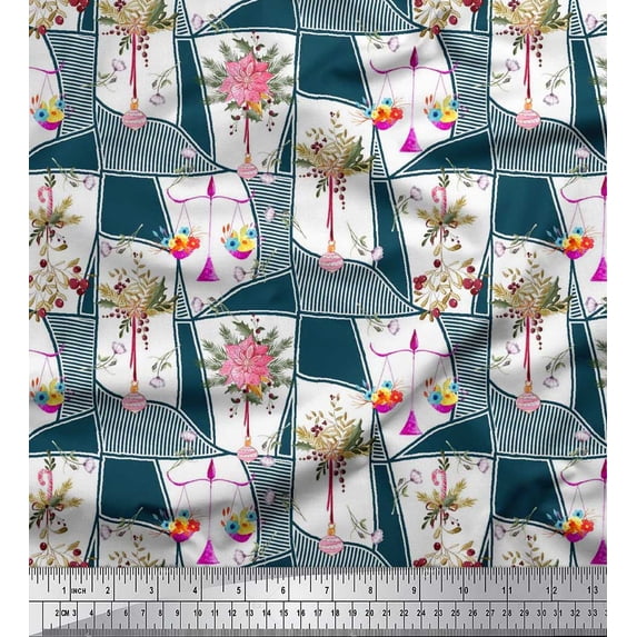 Soimoi Cotton Poplin Fabric Leaves & Flower Floral Printed Craft Fabric by The Yard 56 Inch Wide