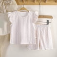 thumbnail image 2 of Gubotare Girls Pajamas Set Little Girl's Pajama Sets Printed Short Sleeve Button Tops Shorts Sleepwear PJ's 5T 6T (Pink,5-6 Years), 2 of 3