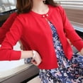 thumbnail image 3 of SWSMCLT Women's Long Sleeve Knit Top Soft Open Front Summer Cardigan for Dresses Cardigan Sweater Button Lightweight Fashion Knitted Spring Red Medium, 3 of 5