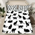 thumbnail image 2 of jejeloiu Kawaii Kitten Full Size Sheets,Cartoon Cute Cats Bed Sheets,White Black Sheet Sets For Girls Boys,Super Cozy Room Decor,4-Piece, 2 of 7