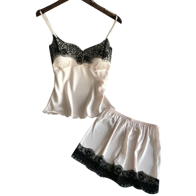 Julyccc Ensemble de Pyjama en Satin de Soie pour Femmes avec Shorts, Tenue de Nuit