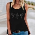 thumbnail image 2 of Gibobby Camiseta sin mangas de verano para mujer, camiseta sin mangas con gráfico de flores , camiseta informal para vacaciones(Negro,G), 2 of 4