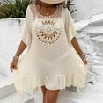 thumbnail image 5 of Swimwear Cover Up for Women Loose Casual Round Neck Short Sleeved Hollow Out Cover Shirt Beach Beach Vacation Cover Shirt, 5 of 9
