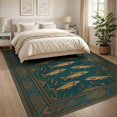 thumbnail image 3 of ODIKA 8'x10' Washable Area Rug Lake Trout Nautical Border Lure Novelty Vintage Hooked Fishing Refined for Living Room, Under Sectional, Family , Durable, Non-Slip, 3 of 7