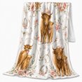 thumbnail image 2 of Rustic Highland Cattle Mothers Calves, Cozy Friendship Quote Scene, Warm Flannel Blanket for Ranch House and Living Room, Art Lovers Friendship Gift, Artistic Home Decor, 2 of 9