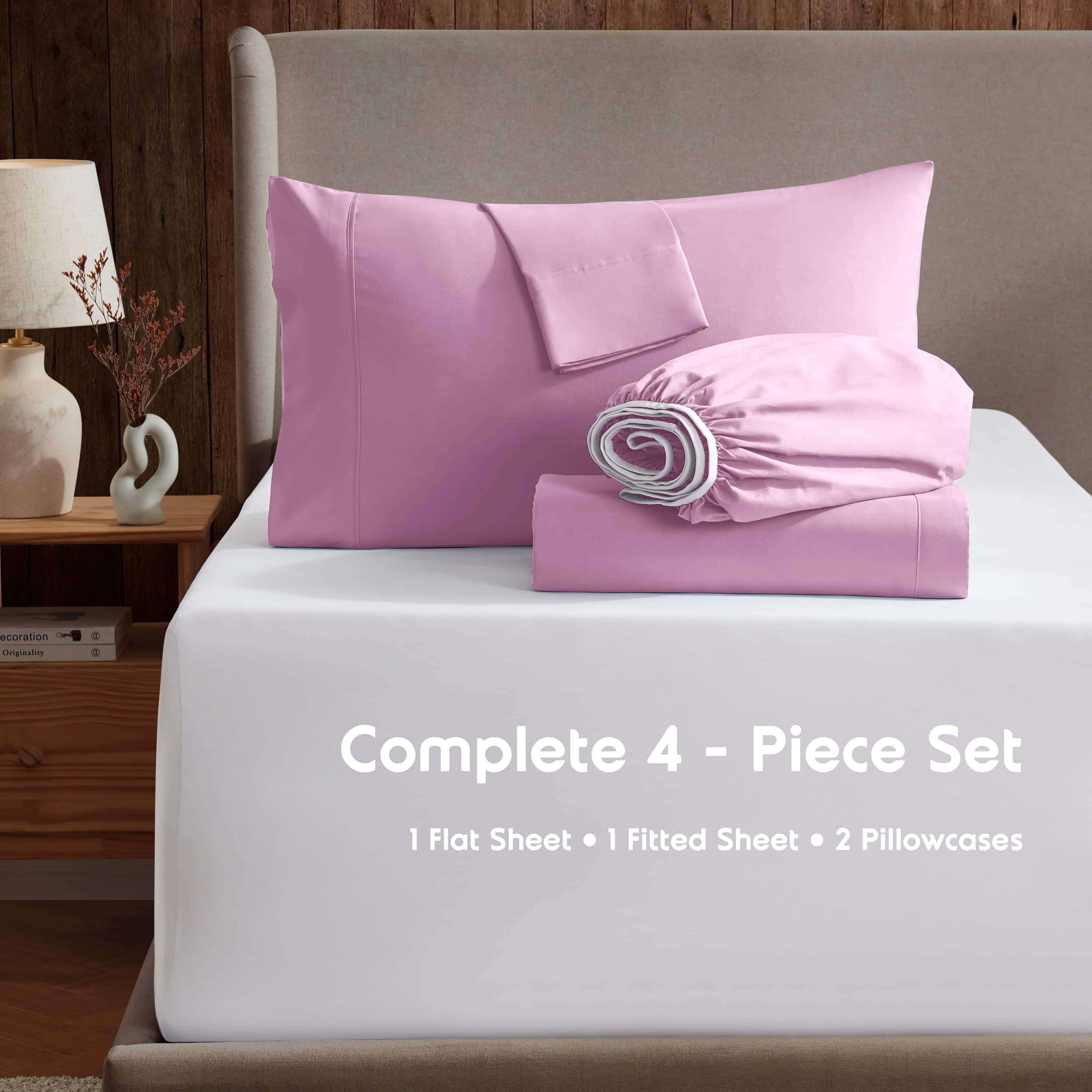 LammaLoe Extra Deep Pocket Twin XL Sheets set, Fits 18"-24" Mattress, 4 Piece Soft Microfiber Bed Sheet Sets, Lilac