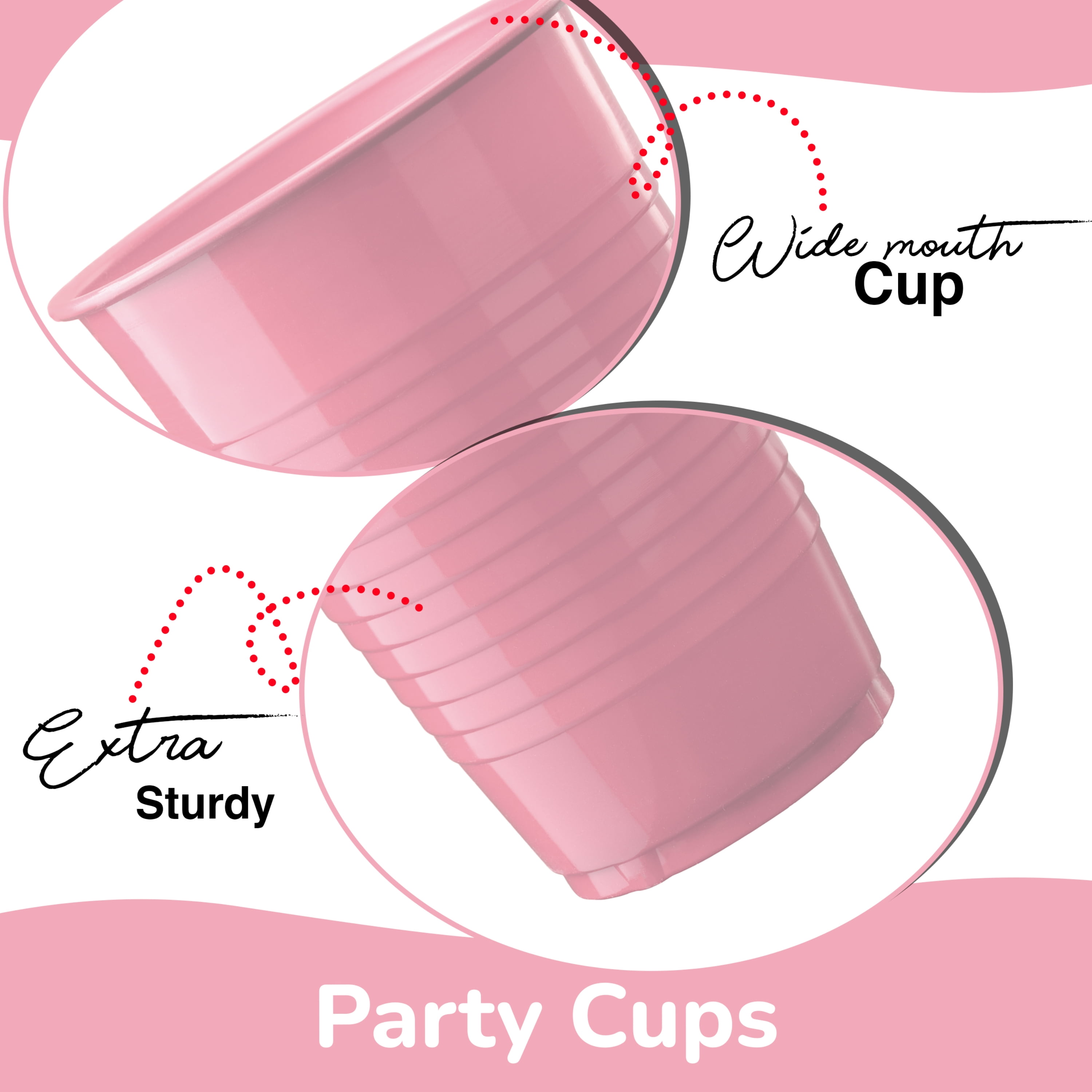 Pink Party Cups, 16 oz, Plastic Disposable Bulk Party Decorations - 50  Matte Pink Cups | Bachelorette Party, Birthday Party, Party Favors