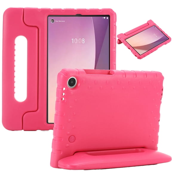 Decase Kids Shockproof EVA Case for Lenovo Tab One 8.7 Inch / Tab K9 2025, Lightweight Protective Cover with Rotating Handle Stand, Drop Resistant Tablet Case,Rose