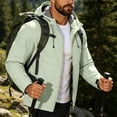 thumbnail image 4 of longantii Waterproof Jackets for Men Trendy Windbreaker Turndown Collar Rain Jacket Long Sleeve Zip Up Jacket Loose Fit Fall Winter Cycling Tops Green 3XL, 4 of 5