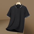thumbnail image 3 of Mens Zip Up T-Shirts, Short Sleeve Shirts for Men Summer Casual Vintage Solid Color Lapel V Neck T Shirt Tops M-4XL, 3 of 3