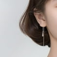thumbnail image 2 of Sterling Silver Teardrop Dangle Earrings for Women Water Droplet Dangle Earrings Long Threader Chain, 2 of 6