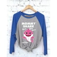 thumbnail image 5 of Mommy Shark Shirt Baby Shark Mother 3/4 Women Sleeve Baseball Jersey Shirt Small blue/gray, 5 of 6