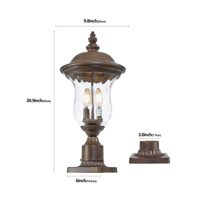 21" Outdoor Lamp Post Light, Vintage Bronze Garden Lantern with Clear Glass Shade, Waterproof Exterior Lighting Fixture for Yard, Porch, Walkway, Driveway (No Bulb, 1-Pack)