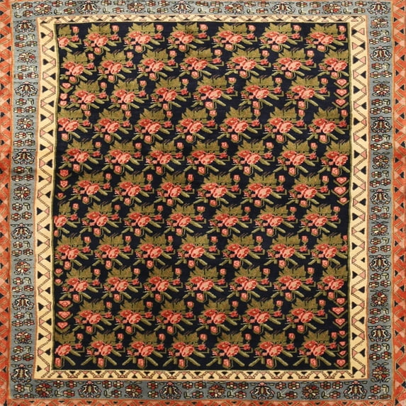 Ahgly Company Machine Washable Indoor Square Traditional Bronze Brown Area Rugs, 6' Square