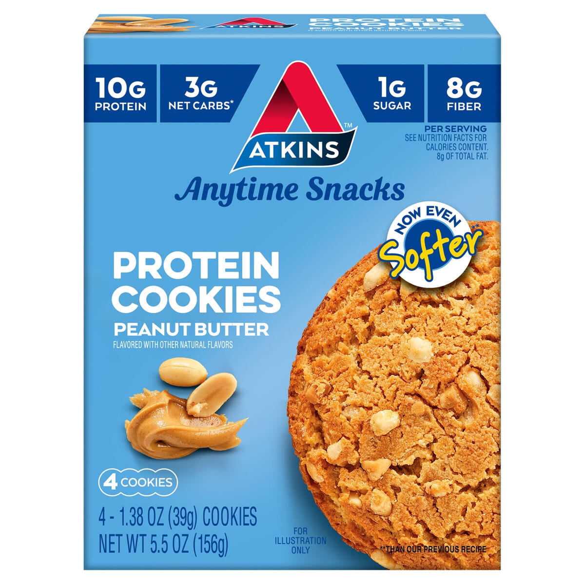 (3 pack) Atkins Soft and Chewy Peanut Butter Protein Cookie, Keto Friendly, High Protein, Low Carb, Keto Friendly, 4 Count