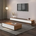 thumbnail image 4 of POVISON 78.74" Modern Rectangular TV Stand, Wood Veneer Media Console with 4 Drawers, Walnut White, Fully-Assembled, 4 of 10