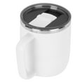 thumbnail image 2 of Taza de café de 400 ml, de acero inoxidable, antiescaldaduras, con tapa, para el hogar y la oficina, regalo maravilloso (blanco), 2 of 13