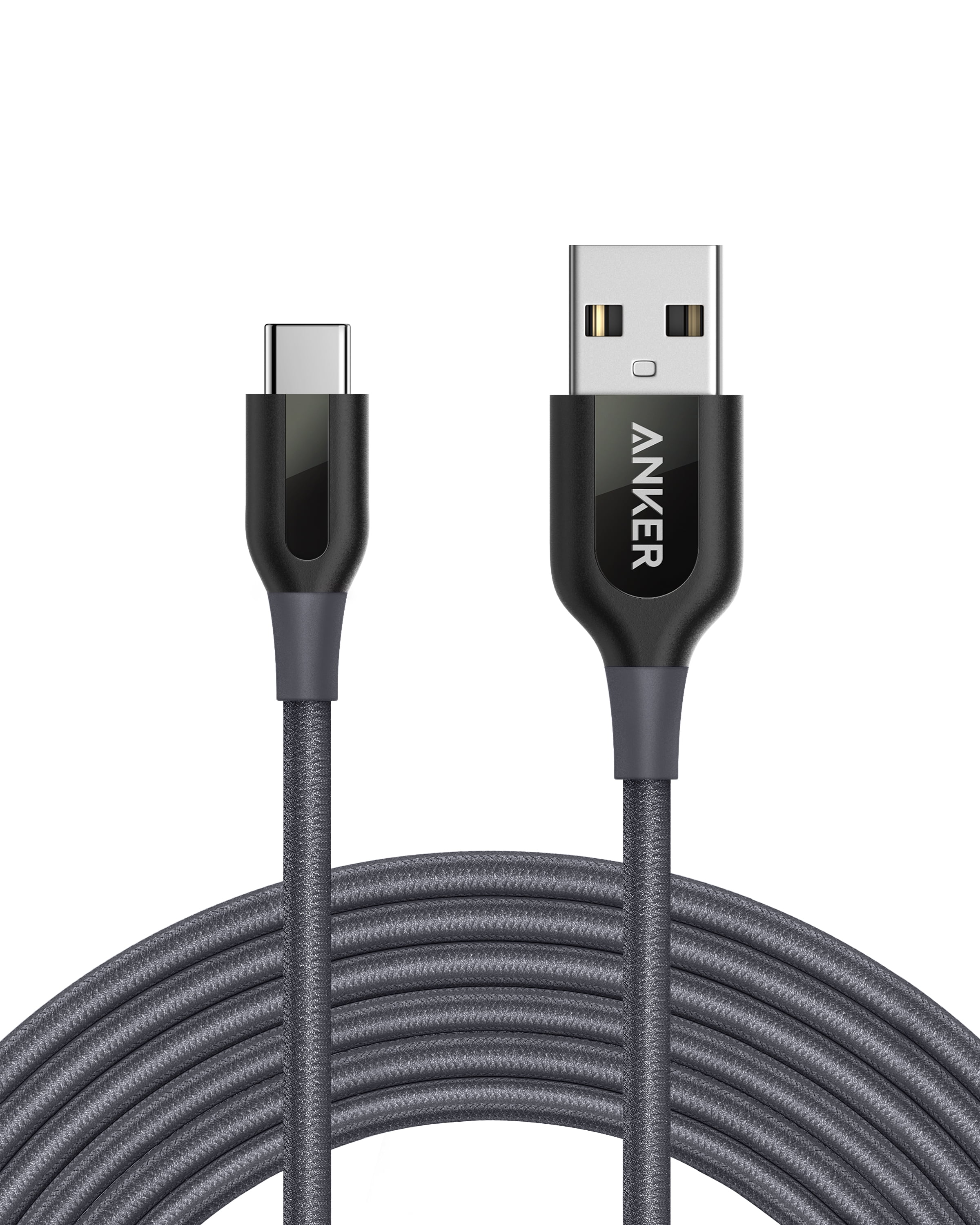 Anker Powerline+ USB-C to USB-A Double-Braided Nylon Fast Charging Cable, 10ft./10' for Samsung Galaxy, Note 8 and More, Gray