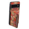 thumbnail image 2 of for Google Pixel 6 Pro Luxury Premium PU Leather + TPU Case with 3 Card Slots, Kickstand Back Case Floral Pattern Skin-Friendly Shock-resistance Cover for Google Pixel 6 Pro, Summer, 2 of 6