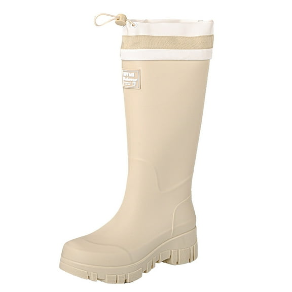 Womens Knee High Rubber Rain Boots Waterproof Packable Tall Garden Rain Shoes Lightweight Mud Booties