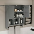 thumbnail image 3 of Medicine Cabinets, Bathroom Cabinet Wall Mounted 2-Door with 3 Open Shelves, Over The Toilet Storage Cabinet with Towels Bar for Toilet, Bathroom (Grey), 3 of 9
