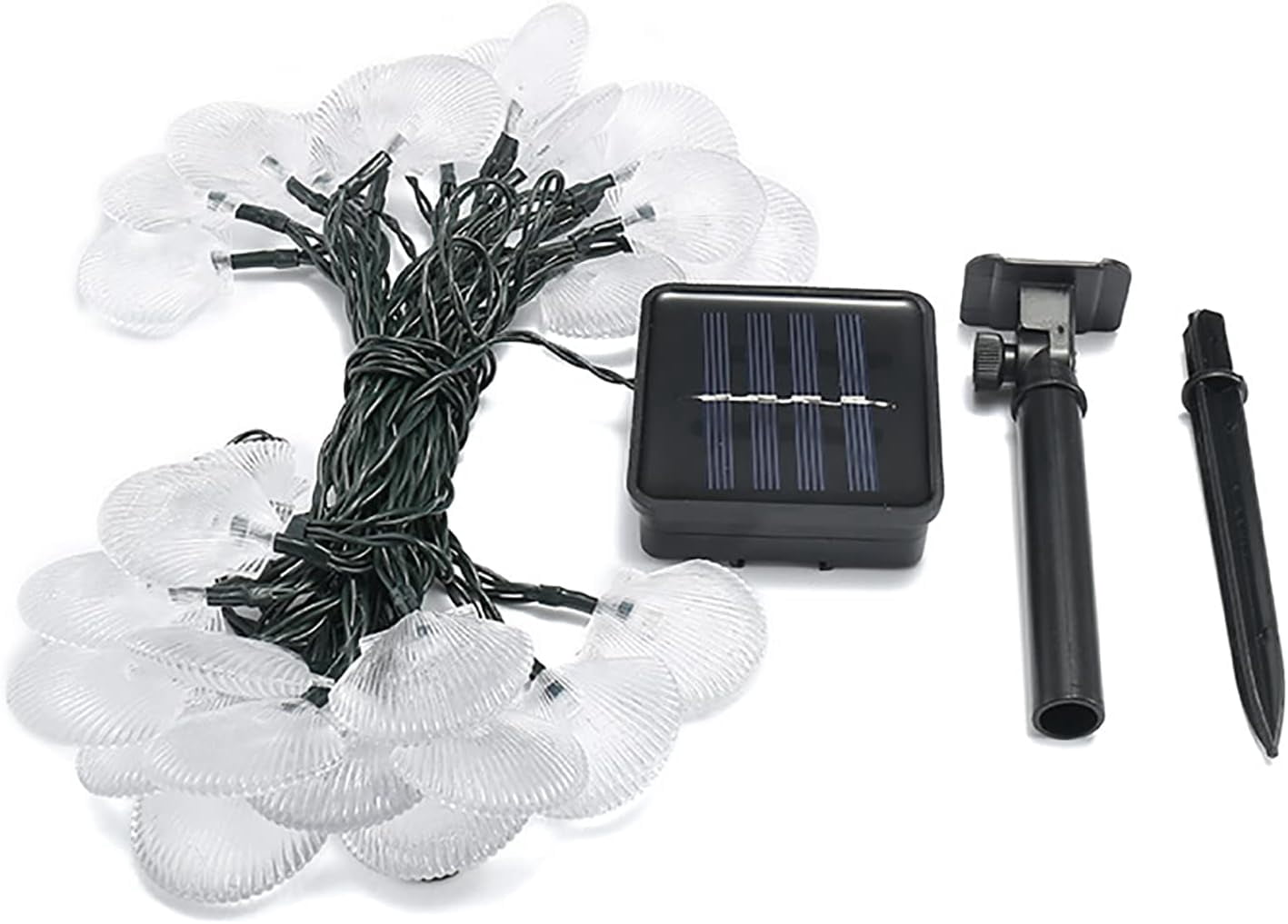 Solar Seashell String Lights 16.4FT 30LED Waterproof 8 Modes Sea Shell String Lights Ocean Theme Lights for Covered Outdoor Camping Wedding Birthday Party