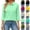 25# Mint Green, variant on Womens Button Down Shirts Casual Lapel 3/4 Sleeve Solid Color Shirts Tennis Golf Business Casual Polo Shirts with Pocket Purple M