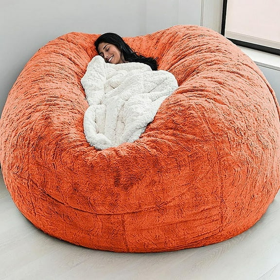 Bean Bag Chair for Adults Kids Without Filling Comfy Fluffy Giant Round Beanbag Lazy Sofa Cover for Reading Chair Floor Chair Velvet Sofa Cover Bedroom Office Home Decoration 180cmx90cm