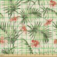 thumbnail image 2 of Ambesonne Leaf Fabric by the Yard Upholstery, Hawaiian Aloha Hibiscus, 1 Yard, Peach Salmon Green, 2 of 5