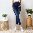 thumbnail image 5 of YUANxueke Women's Maternity Jeans Stretch Over Belly Slim Fit Pants Casual Pregnancy Denim Pants with Pockets,Dark Blue,L, 5 of 8