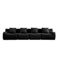 thumbnail image 5 of 4-Seat Boneless Sofa, High-Quality Teddy Fabric, No assembly Required Curved Armrest, Anti-slip Design, 32D High Density Sponge Full Compression Vacuum Packag for Studies Iiving Rooms (Black), 5 of 11